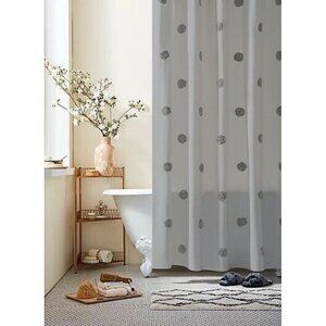 GRAY Wild Sage ESMARIA Dot 54 wide x 80 long 100% Cotton Shower Stall Curtain